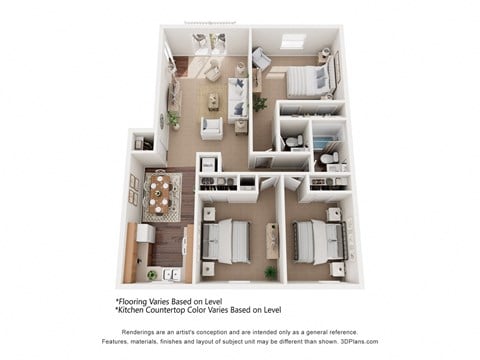 Floor plan for 3 beds, 1.5 baths, 1070 sqft